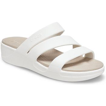 Crocs Monterey Strappy Wedge Biele - Damske Šlapky Na Platforme